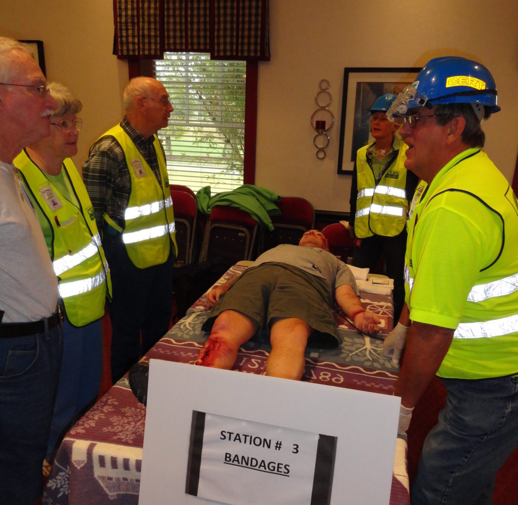 Man used for CERT bandage training class